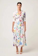 Xenia Yoke Linen Viscose Dress in Plume Blossom
