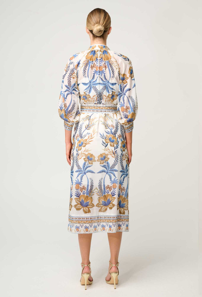 Carmen Cotton Silk Maxi Dress in Golden Medina