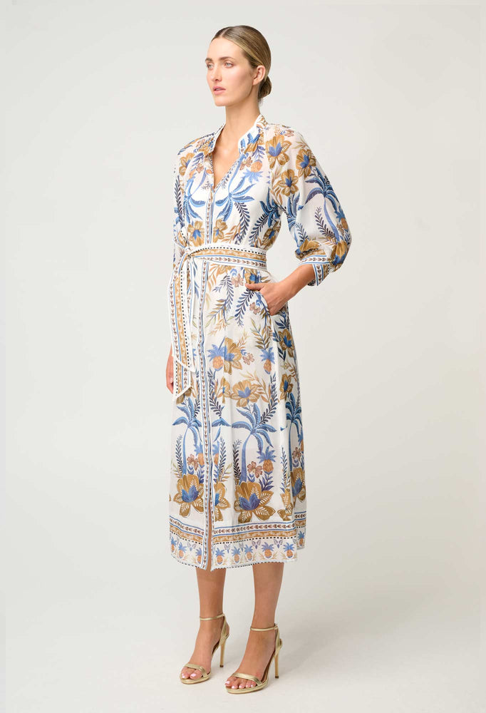 Carmen Cotton Silk Maxi Dress in Golden Medina