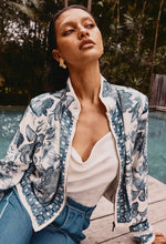 DELRAY REVERSIBLE PLACEMENT PRINT LINEN JACKET - ink fl'e stripe