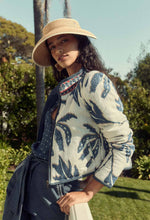 DELRAY REVERSIBLE PLACEMENT EMBROIDERED COTTON DENIM & LINEN JACKET - PALM SHADOW