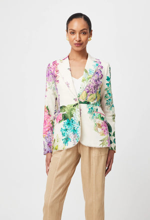 Bahia Stretch Linen Viscose Blazer in Wisteria Alba