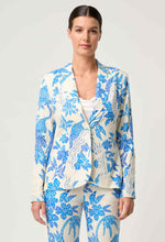 Leandro Contrast Lace Linen Viscose Stretch Blazer in Azure Mosaic