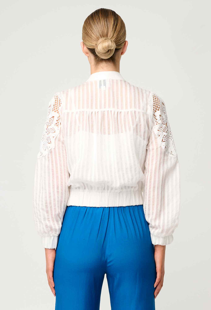 Lamia Tencel Lace Detail Bomber in Ivory
