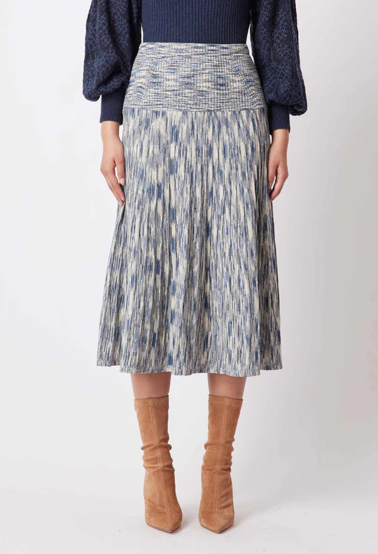 
            
                Load image into Gallery viewer, HARMONY VISCOSE KNIT SKIRT IN NAVY PAMPAS
            
        