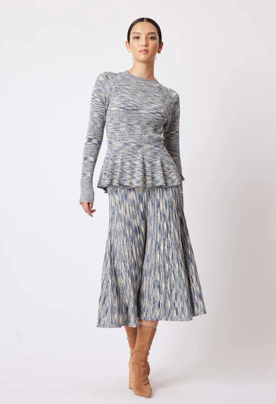 
            
                Load image into Gallery viewer, HARMONY VISCOSE KNIT SKIRT IN NAVY PAMPAS
            
        