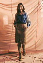 Stella Curved Hem Leather Skirt - Husk