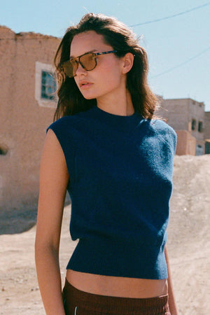 Quinn Merino Knit Vest Royal Blue