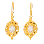 Artemis gold plate earrings with Quartz and Multi Tourmaline