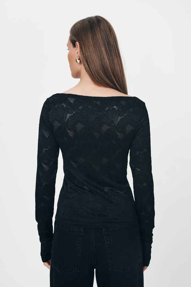 Samantha Lace Top Noir