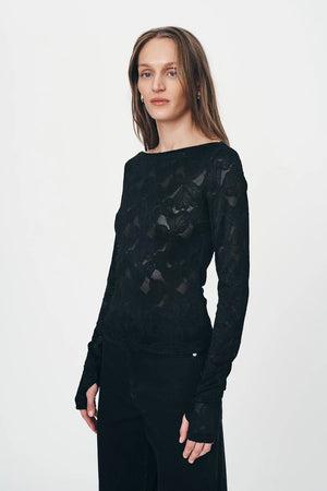 Samantha Lace Top Noir