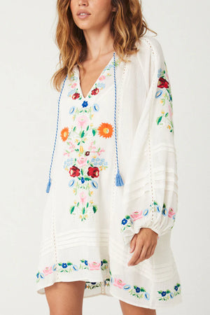 FLORAPALOOSA EMBROIDERED TUNIC DRESS- WILDFLOWER