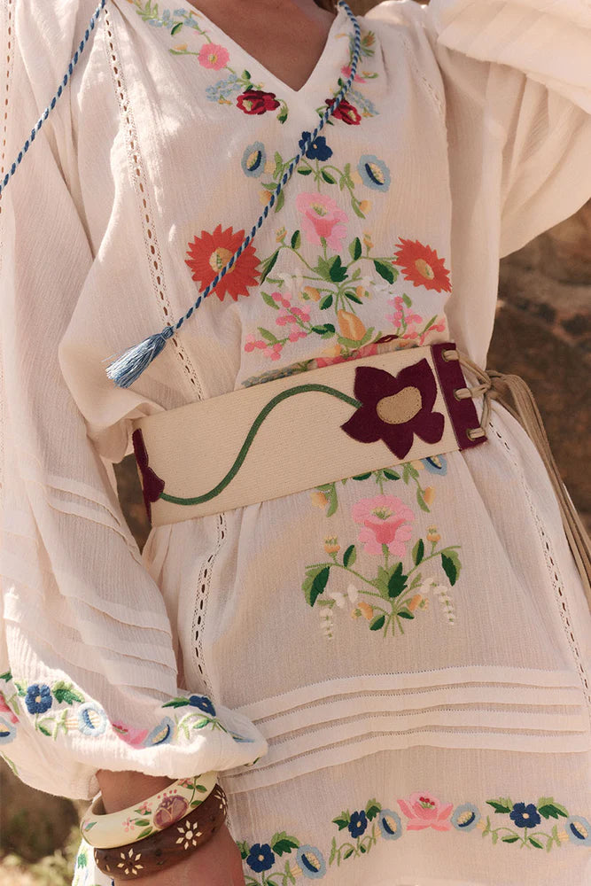 FLORAPALOOSA EMBROIDERED TUNIC DRESS- WILDFLOWER