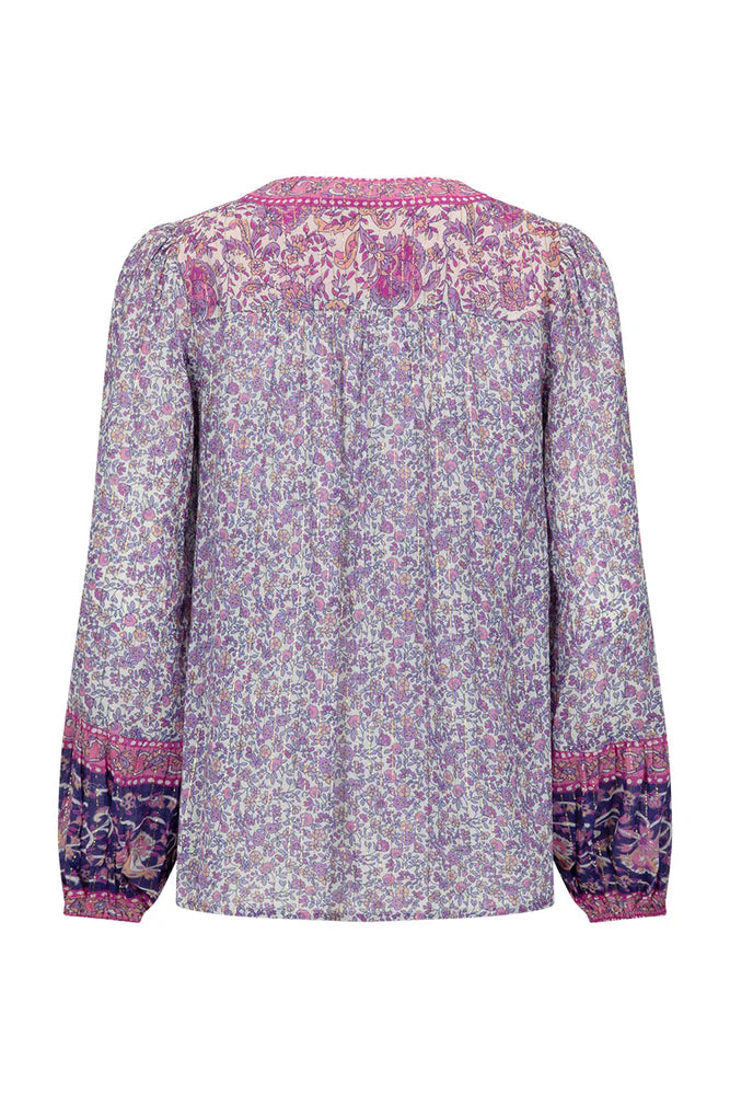 LITTLE BIRD LACE UP BLOUSE - BERRY