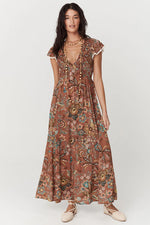 Mojave Lily Shirred Maxi Dress- Amber