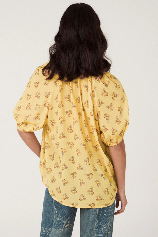 REBEL SPIRIT SHORT SLEEVE BLOUSE - DAFFODIL