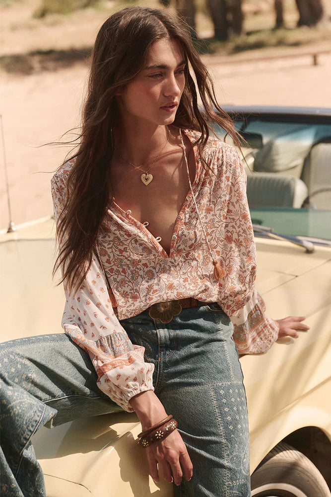 SUNSHINE BANDIT BLOUSE- DESERT SAGE