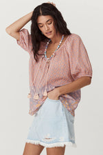 Sweet Nothings Short Sleeve Blouse- Sugar Plum