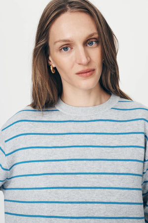 Tatiana Stripe Knit Top Cerulean Marle