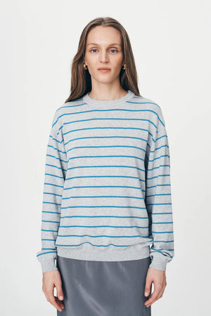 Tatiana Stripe Knit Top Cerulean Marle
