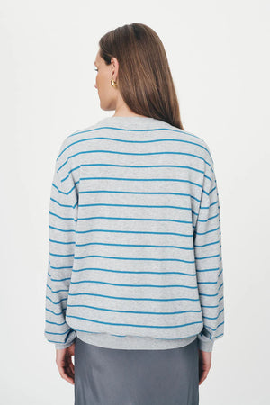 Tatiana Stripe Knit Top Cerulean Marle