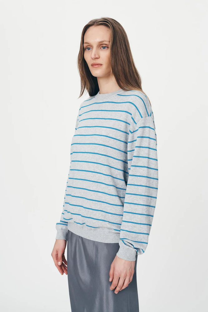 Tatiana Stripe Knit Top Cerulean Marle