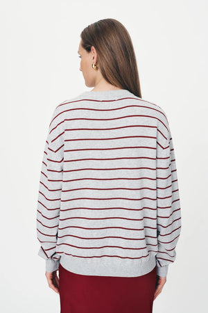 Tatiana Stripe Knit Top Merlot Red Marle