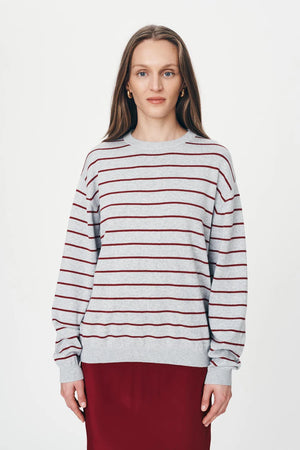 Tatiana Stripe Knit Top Merlot Red Marle
