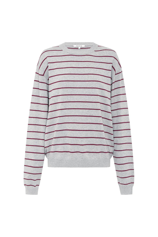 Tatiana Stripe Knit Top Merlot Red Marle