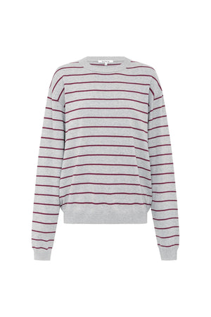 Tatiana Stripe Knit Top Merlot Red Marle