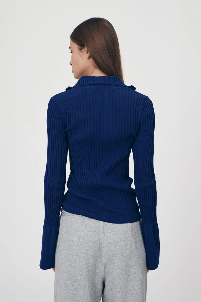 TRAVIS ZIP KNIT - COBALT