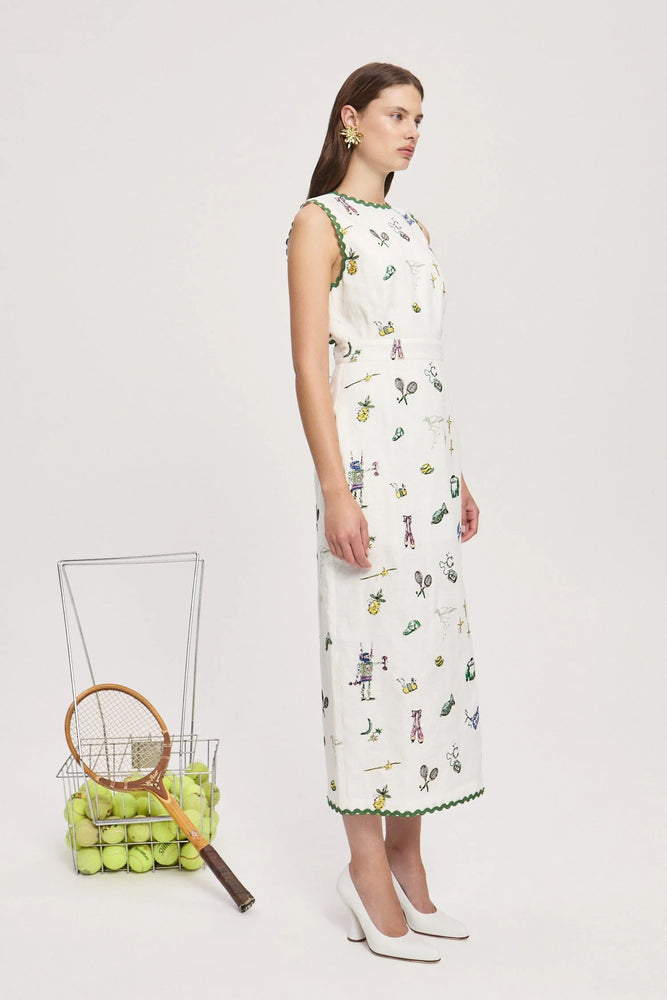 PLAY EMBROIDERED MIDI DRESS