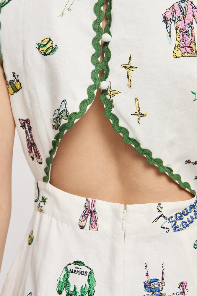 PLAY EMBROIDERED MIDI DRESS