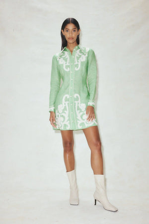 
            
                Load image into Gallery viewer, RUBY APPLIQUE MINI DRESS
            
        
