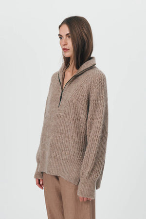 ROWIE The Label - Chanti Boucle Knit Jumper Sand - Jumpers
