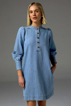 ELOCUTION DRESS - LIGHT WASHED DENIM