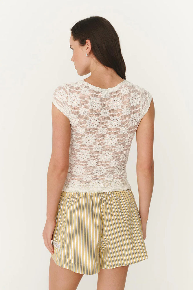 Galo Sunflower Lace Tee Creme