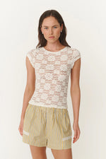 Galo Sunflower Lace Tee Creme