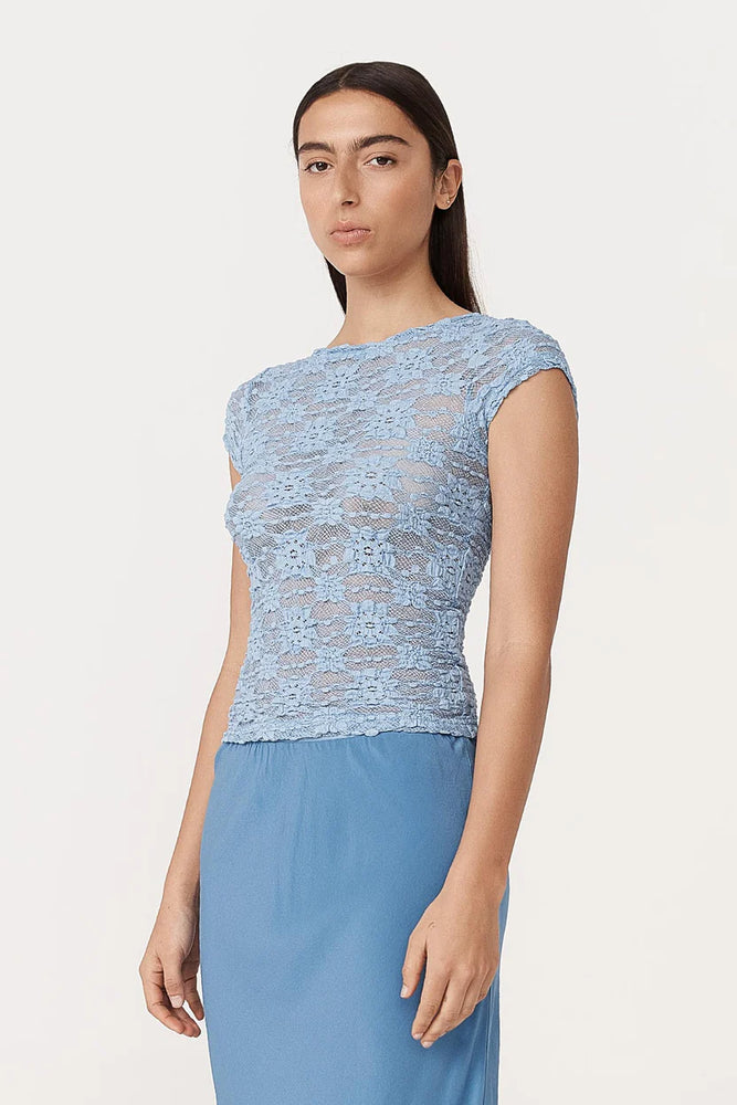 Galo Sunflower Lace Tee Periwinkle