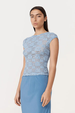 Galo Sunflower Lace Tee Periwinkle