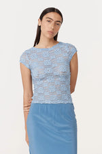 Galo Sunflower Lace Tee Periwinkle
