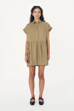 Gina Linen Mini Dress Dusty Olive