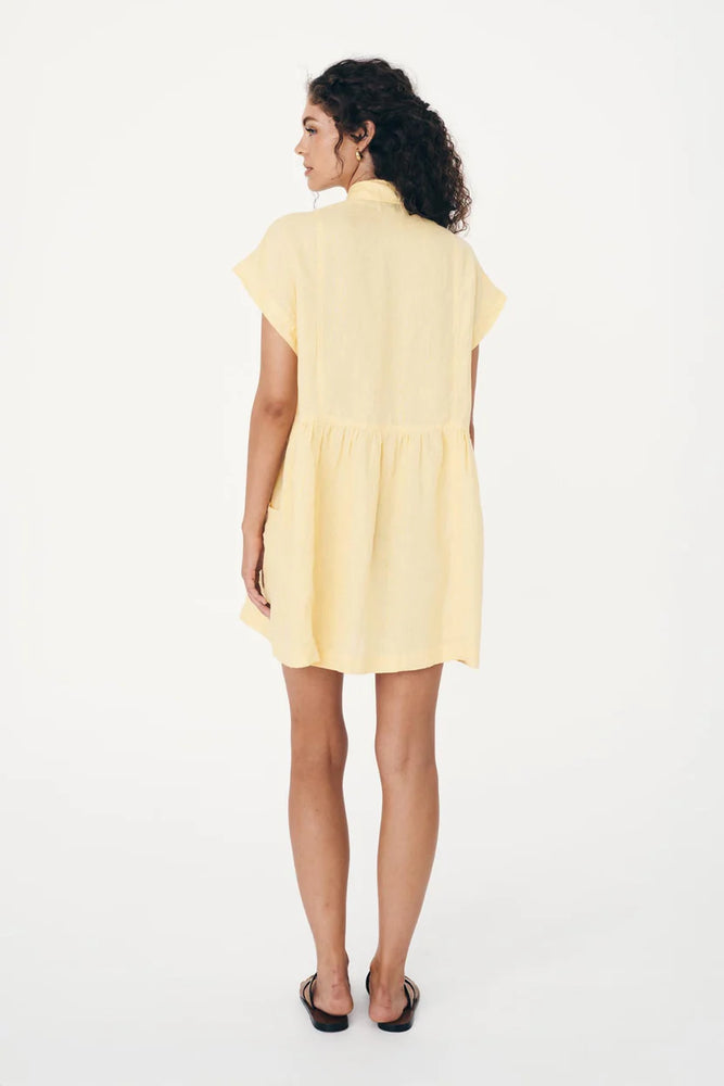 Gina Linen Mini Dress Lemon