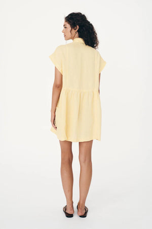 Gina Linen Mini Dress Lemon