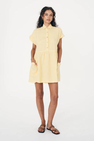 Gina Linen Mini Dress Lemon