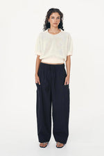 Loretta Pointelle Knit Top Bone