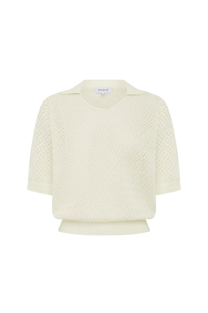 Loretta Pointelle Knit Top Bone