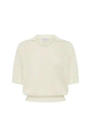 Loretta Pointelle Knit Top Bone