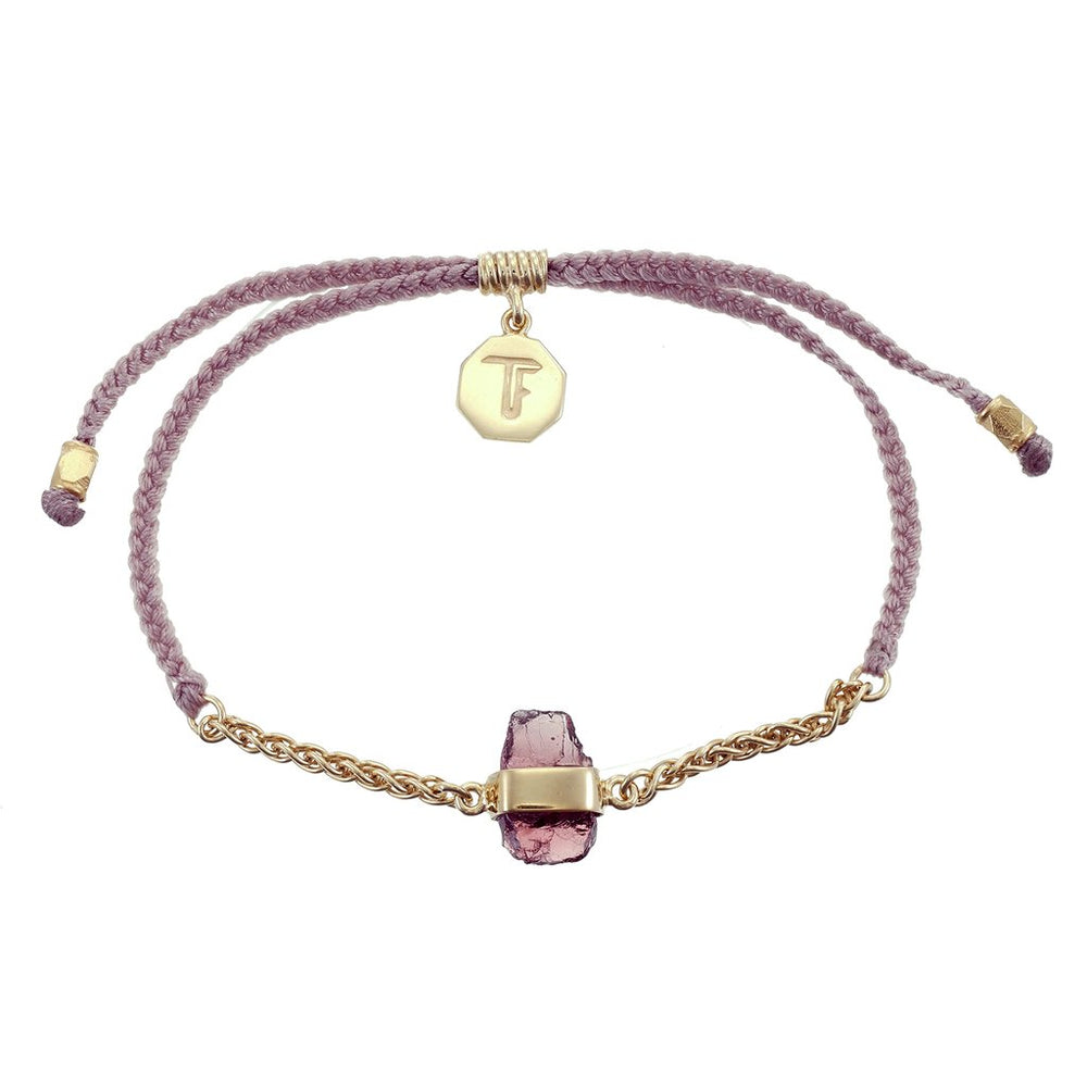 
            
                Load image into Gallery viewer, CHAIN &amp;amp; CORD CRYSTAL BRACELET - GARNET - DUSTY PINK - GOLD
            
        
