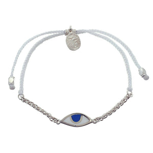 
            
                Load image into Gallery viewer, CHAIN &amp;amp; CORD EYE PROTECTION BRACELET - WHITE - SILVER
            
        
